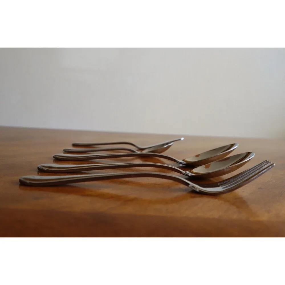 Lot 5 Oneida ICARUS Stainless Glossy Serving Spoon Pierced Solid Meat Fork China